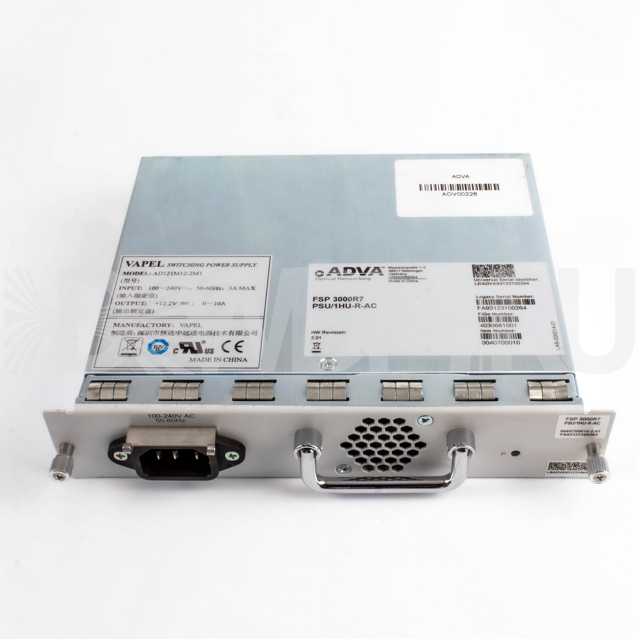 PSU/1HU-R-AC-200 Power Supply Module (200W) AC for SH1HU-R/PF ADVA Optical pn1040700011-01